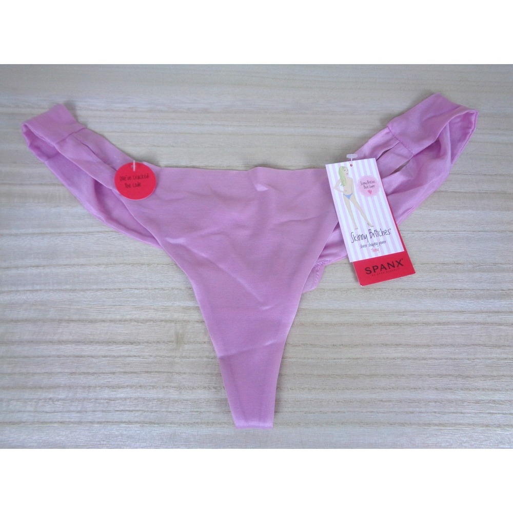 Spanx Thong L/XL Skinny Britches Sheer Shaping Everyday Thong Panties Pink